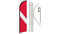 Diver Superknit Polyester Swooper Flag Size 11.5ft by 2.5ft & 6 Piece Pole & Ground Spike Kit