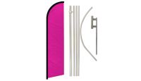 Magenta Solid Color Superknit Polyester Swooper Flag Size 11.5ft by 2.5ft & 6 Piece Pole & Ground Spike Kit