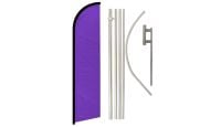 Purple Solid Color Superknit Polyester Swooper Flag Size 11.5ft by 2.5ft & 6 Piece Pole & Ground Spike Kit