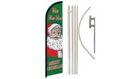 Merry Christmas HoHoHo Superknit Polyester Swooper Flag Size 11.5ft by 2.5ft & 6 Piece Pole & Ground Spike Kit
