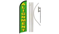 Alignment Green Superknit Polyester Swooper Flag Size 11.5ft by 2.5ft & 6 Piece Pole & Ground Spike Kit