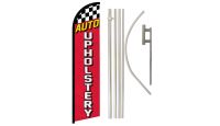 Auto Upholstery Superknit Polyester Swooper Flag Size 11.5ft by 2.5ft & 6 Piece Pole & Ground Spike Kit