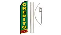 Credito Facil Superknit Polyester Swooper Flag Size 11.5ft by 2.5ft & 6 Piece Pole & Ground Spike Kit