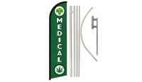 Medical MJ Superknit Polyester Swooper Flag Size 11.5ft by 2.5ft & 6 Piece Pole & Ground Spike Kit