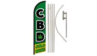 CBD Sold Here Superknit Polyester Swooper Flag Size 11.5ft by 2.5ft & 6 Piece Pole & Ground Spike Kit