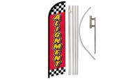 Alignment Red Checkered Superknit Polyester Swooper Flag Size 11.5ft by 2.5ft & 6 Piece Pole & Ground Spike Kit