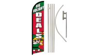Big Holiday Deals Superknit Polyester Swooper Flag Size 11.5ft by 2.5ft & 6 Piece Pole & Ground Spike Kit