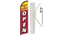 Pickup & Delivery Open Superknit Polyester Swooper Flag Size 11.5ft by 2.5ft & 6 Piece Pole & Ground Spike Kit