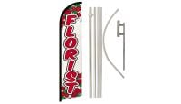 Florist  Superknit Polyester Swooper Flag Size 11.5ft by 2.5ft & 6 Piece Pole & Ground Spike Kit