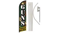 Guns Sold Here  Superknit Polyester Swooper Flag Size 11.5ft by 2.5ft & 6 Piece Pole & Ground Spike Kit