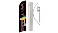Happy Hour Superknit Polyester Swooper Flag Size 11.5ft by 2.5ft & 6 Piece Pole & Ground Spike Kit
