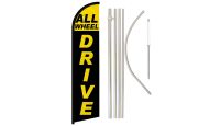 All Wheel Drive Superknit Polyester Swooper Flag Size 11.5ft by 2.5ft & 6 Piece Pole & Ground Spike Kit