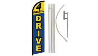 4 Wheel Drive Superknit Polyester Swooper Flag Size 11.5ft by 2.5ft & 6 Piece Pole & Ground Spike Kit