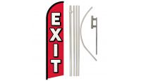 Exit Superknit Polyester Swooper Flag Size 11.5ft by 2.5ft & 6 Piece Pole & Ground Spike Kit