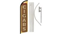 Cigars Superknit Polyester Swooper Flag Size 11.5ft by 2.5ft & 6 Piece Pole & Ground Spike Kit