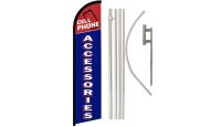 Cell Phone Accessories (Red & Blue) Windless Banner Flag & Pole Kit