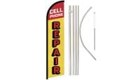 Cell Phone Repair (Letters) Windless Banner Flag & Pole Kit