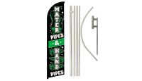 Water & Hand Pipes Superknit Polyester Swooper Flag Size 11.5ft by 2.5ft & 6-Piece Pole & Ground Spike