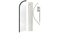 White Solid Color Superknit Polyester Swooper Flag Size 11.5ft by 2.5ft & 6 Piece Pole & Ground Spike Kit