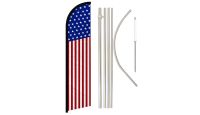 USA 50 Stars Windless Banner Flag & Pole Kit