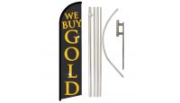 We Buy Gold (Black) Windless Banner Flag & Pole Kit