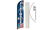 Fireworks USA Superknit Polyester Swooper Flag Size 11.5ft by 2.5ft & 6 Piece Pole & Ground Spike Kit