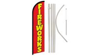 Fireworks (Red) Windless Banner Flag & Pole Kit