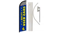 Quality Used Cars (Blue) Windless Banner Flag & Pole Kit