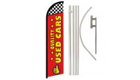 Quality Used Cars (Red) Windless Banner Flag & Pole Kit