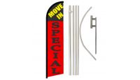 1 ea 4 Pc Pole for Windless 2.5 foot wide Swooper Banner Feather Bow Blade Flag 