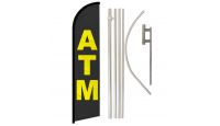ATM Superknit Polyester Swooper Flag Size 11.5ft by 2.5ft & 6 Piece Pole & Ground Spike Kit