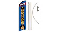 Foot Massage Superknit Polyester Swooper Flag Size 11.5ft by 2.5ft & 6 Piece Pole & Ground Spike Kit