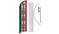 Bienvenidos Superknit Polyester Swooper Flag Size 11.5ft by 2.5ft & 6 Piece Pole & Ground Spike Kit