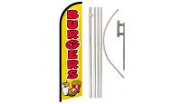 Burgers Superknit Polyester Swooper Flag Size 11.5ft by 2.5ft & 6 Piece Pole & Ground Spike Kit