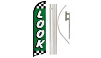 Look (Green Checkered) Windless Banner Flag & Pole Kit