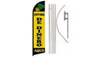 Envios De Dinero Aqui Superknit Polyester Swooper Flag Size 11.5ft by 2.5ft & 6 Piece Pole & Ground Spike Kit
