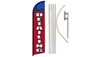 Auto Detailing (Red & Blue) Windless Banner Flag & Pole Kit