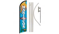 Mariscos Superknit Polyester Swooper Flag Size 11.5ft by 2.5ft & 6 Piece Pole & Ground Spike Kit