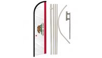 California Superknit Polyester Swooper Flag Size 11.5ft by 2.5ft & 6 Piece Pole & Ground Spike Kit