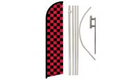 Red & Black Checkered Windless Banner Flag & Pole Kit
