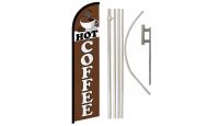 Hot Coffee Superknit Polyester Swooper Flag Size 11.5ft by 2.5ft & 6 Piece Pole & Ground Spike Kit