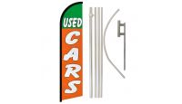 Used Cars (Green & Orange) Windless Banner Flag & Pole Kit