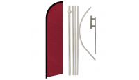 Burgundy Solid Color Windless Banner Flag & Pole Kit