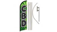 CBD Superknit Polyester Swooper Flag Size 11.5ft by 2.5ft & 6 Piece Pole & Ground Spike Kit