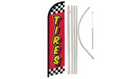Tires (Red Checkered) Windless Banner Flag & Pole Kit