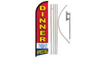Dinner Special Superknit Polyester Swooper Flag Size 11.5ft by 2.5ft & 6 Piece Pole & Ground Spike Kit
