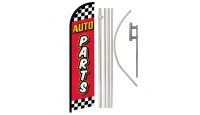 Auto Parts  (Red Checkered) Windless Banner Flag & Pole Kit