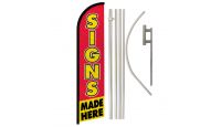 Signs Made Here Superknit Polyester Swooper Flag Size 11.5ft by 2.5ft & 6 Piece Pole & Ground Spike Kit