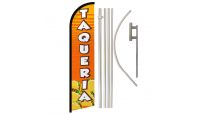 Taqueria Superknit Polyester Swooper Flag Size 11.5ft by 2.5ft & 6 Piece Pole & Ground Spike Kit