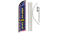 Cortes De Pelo Superknit Polyester Swooper Flag Size 11.5ft by 2.5ft & 6 Piece Pole & Ground Spike Kit